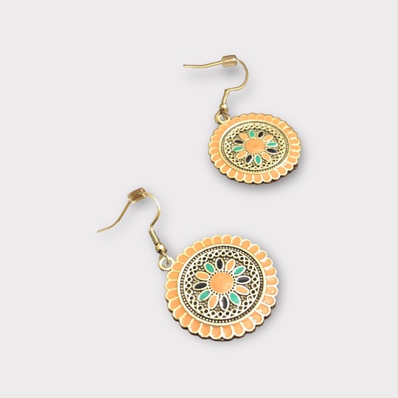 Duufin Women's Bohemian Vintage Mandala Design Pink/Silver Earrings - Picture 7 of 7